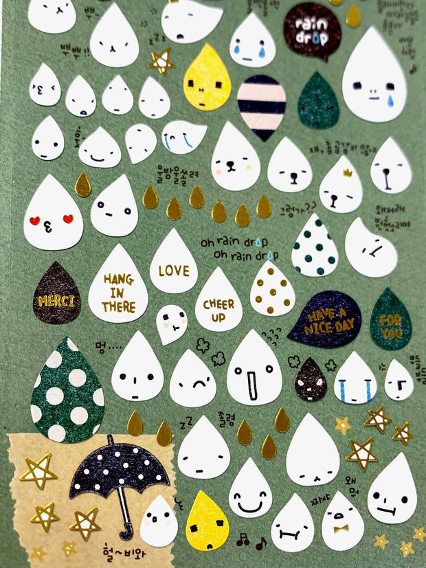 Rain Drop Paper Stickers