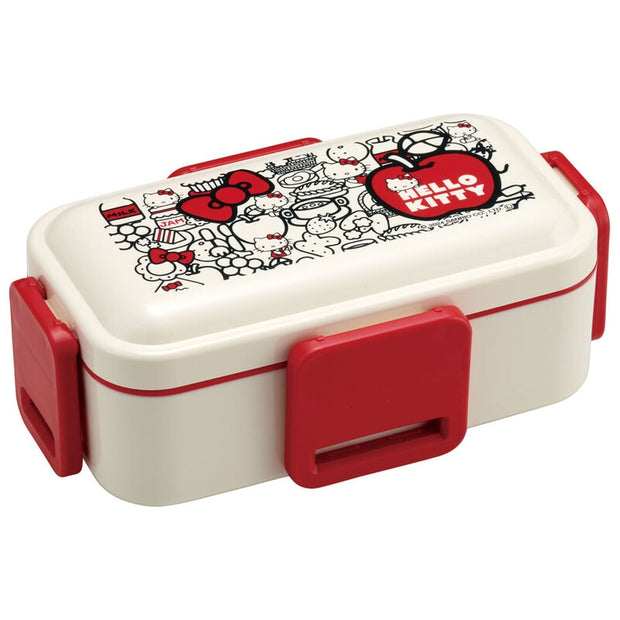 2-Tier Divided Antibacterial Fluffy Lunch Box (600ml) - Hello Kitty Food Red