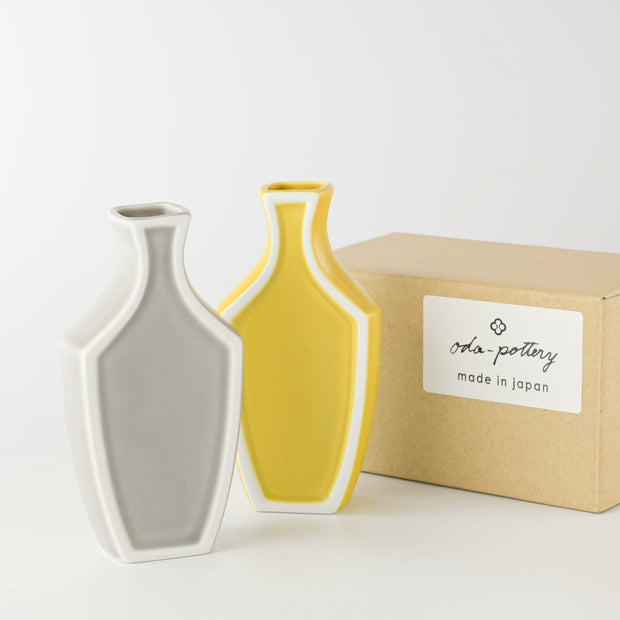 Mino Ware Framed Vase (Set of 2) - Grey & Mustard