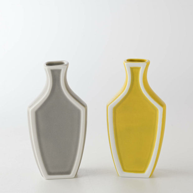 Mino Ware Framed Vase (Set of 2) - Grey & Mustard