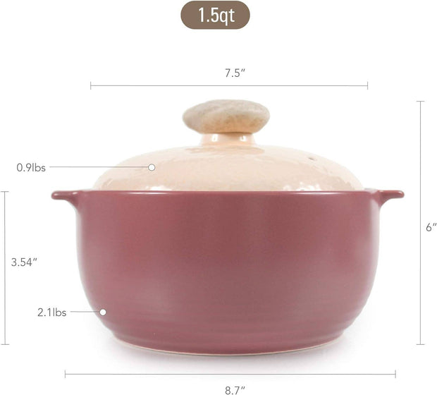 Kiesel Ceramic Casserole Clay Pot - 1.5QT, Lilac