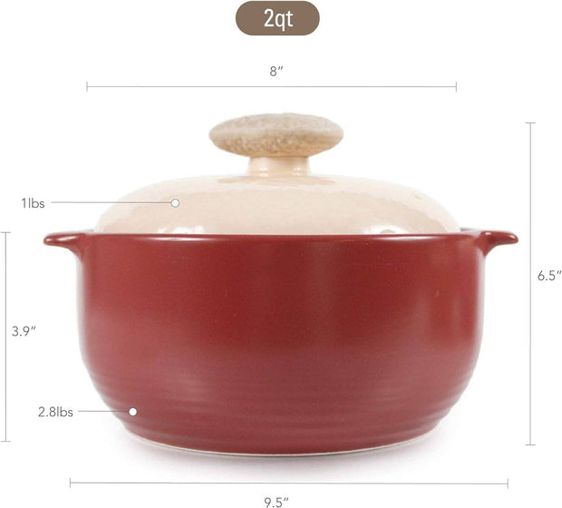 Kiesel Ceramic Casserole Clay Pot - 2.0QT, Plum