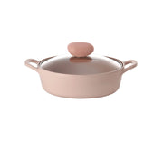 Retro Sherbet Ceramic Nonstick Stockpot with Glass Lid - 2QT Low