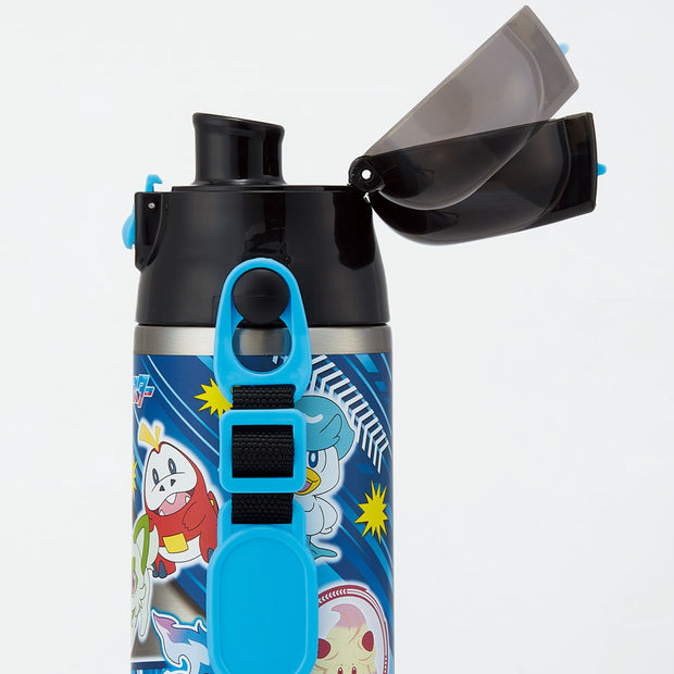 SKATER Ultralight Stainless Steel Flask Water Bottle with Shoulder Strap - Pokémon 24 (580ml)