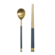 Kara Gold Spoon & Chopsticks Set