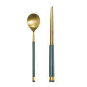 Kara Gold Spoon & Chopsticks Set