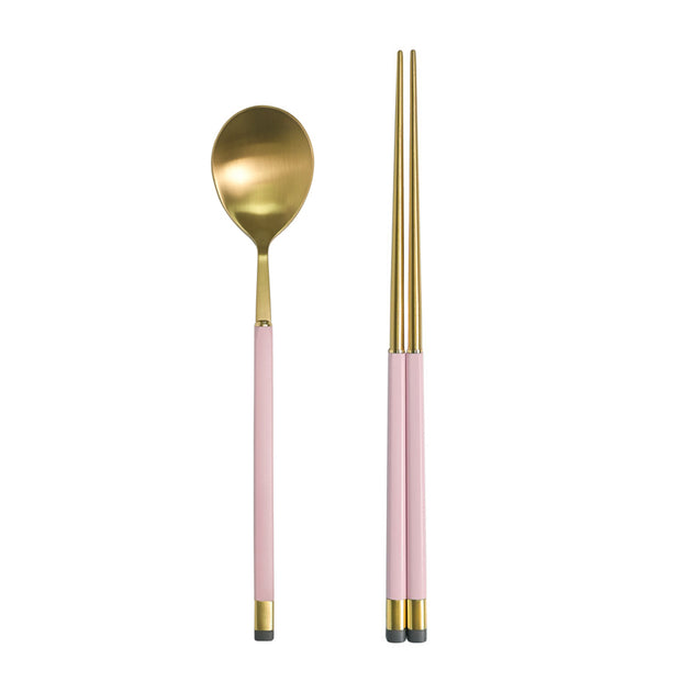 Kara Gold Spoon & Chopsticks Set