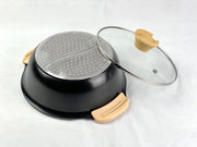 Ceramic Divided Shabu Hotpot with Glass Lid